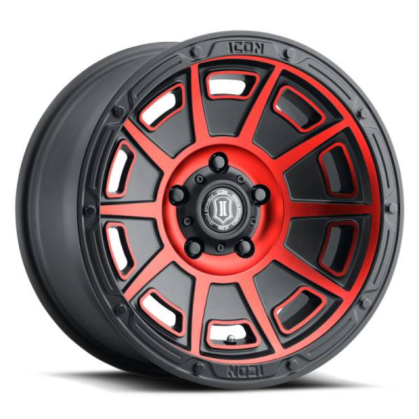 ICON - ICON Victory 17x8.5 6x135 6mm Offset 5in BS Satin Black w/Red Tint Wheel | 3017856350SBRT - Image 1
