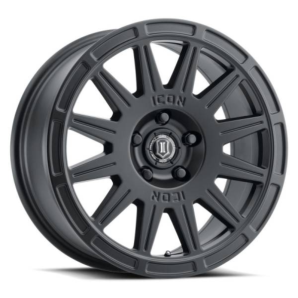 ICON - ICON Ricochet 17x8 5x108 38mm Offset 6in BS Satin Black Wheel | 7017803160SB - Image 1