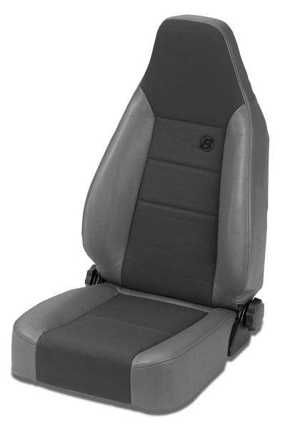 Bestop - Trailmax II Sport Seat - Jeep '76-86 CJ7 / 87-95 Wrangler YJ / 97-06 Wrangler TJ; Front (Center Fabric Insert; Charcoal/Gray) | 39438-09 - Image 1