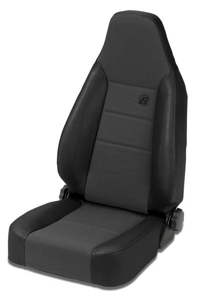 Bestop - Trailmax II Sport Seat - Jeep '76-86 CJ7 / 87-95 Wrangler YJ / 97-06 Wrangler TJ; Front (Center Fabric Insert; Black Denim) | 39438-15 - Image 1