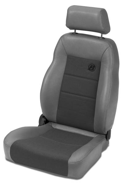 Trailmax II Pro Seat - Jeep '76-86 CJ7 / 87-95 Wrangler YJ / 97-06 Wrangler TJ; Front Driver Side (Center Fabric Insert; Charcoal/Gray) | 39461-09 - Image 1