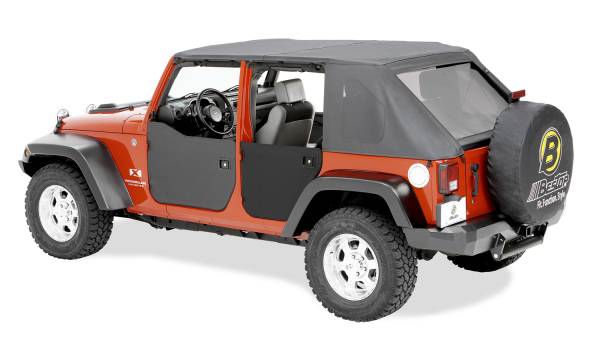 Bestop - Lower Fabric Doors - Jeep '07-18 Wrangler JK 4-Door (Rear Doors; Black Diamond) | 53041-35 - Image 1