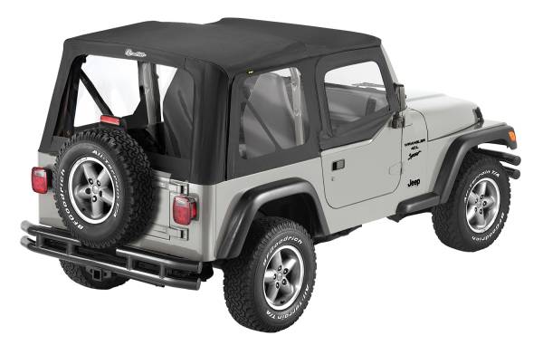 Bestop - Replace-A-Top For OEM - Jeep '97-02 Wrangler TJ (Black Sailcloth; Clear Windows; Upper Door Skins Included) | 79121-01 - Image 1
