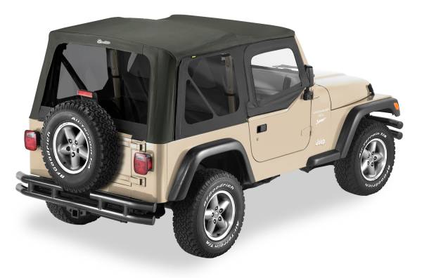 Bestop - Replace-A-Top For OEM - Jeep '97-02 Wrangler TJ (Black Sailcloth; Tinted Windows; Upper Door Skins Included) | 79124-01 - Image 1