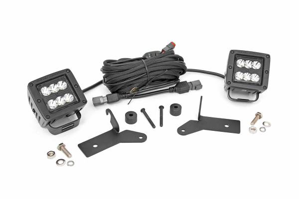 Rough Country - LED Light Kit - Hinge Mount - 2 in. Black Pair - Jeep Gladiator JT/Wrangler JL (18-25) | 70052 - Image 1