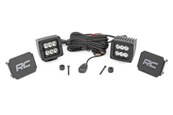 Rough Country - Rough Country - LED Light Kit - Cowl Mount - 2 in. Black Pair - Jeep Gladiator JT/Wrangler JL (18-25) | 70062 - Image 1