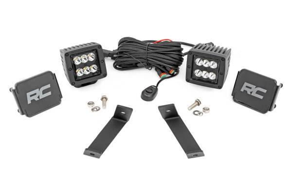 Rough Country - Rough Country - LED Light Kit - Ditch Mount - 2 in. Black Pair - Spot - Jeep Cherokee KL (14-21) | 70078 - Image 1