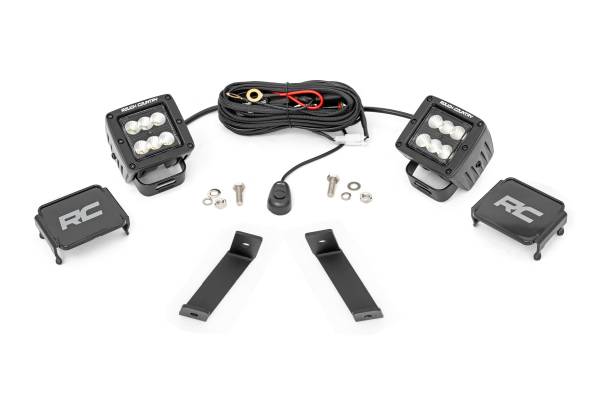 Rough Country - Rough Country - LED Light Kit - Ditch Mount - 2 in. Black Pair - Flood - Jeep Cherokee KL (14-21) | 70079 - Image 1