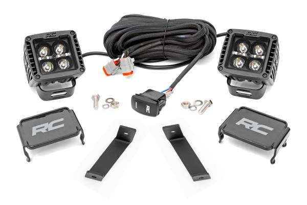 Rough Country - Rough Country - LED Light Kit - Ditch Mount - 2 in. Black Pair - White DRL - Jeep Cherokee KL (14-21) | 70080 - Image 1