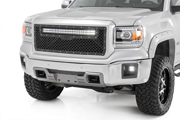Rough Country - Rough Country - Mesh Grille - 30 in. Dual Row LED - Black - GMC Sierra 1500 2WD/4WD (2014-2015) | 70190 - Image 1