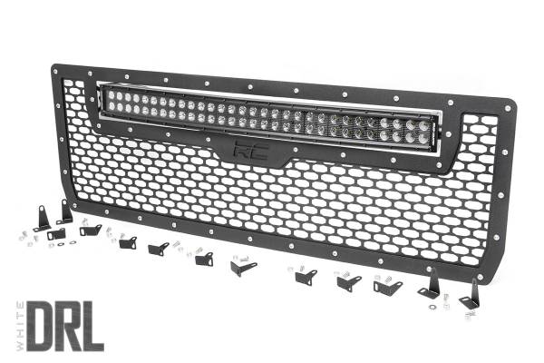 Rough Country - Rough Country - Mesh Grille - 30 in. Dual Row LED - Black - White DRL - GMC Sierra 1500 (14-15) | 70190DRL - Image 1