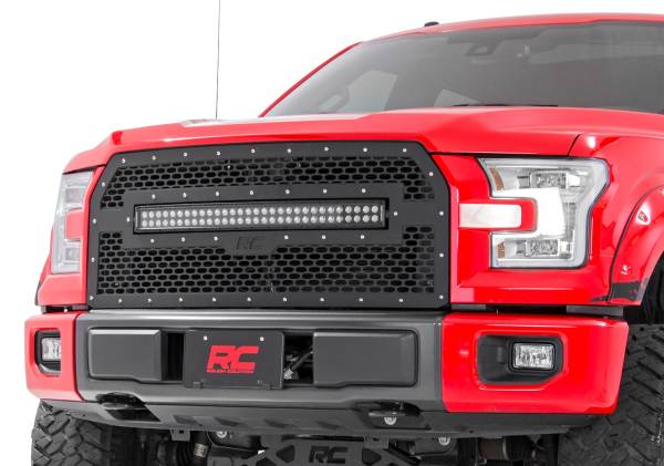 Rough Country - Rough Country - Mesh Grille - 30 in. Dual Row LED - Black - Ford F-150 2WD/4WD (2015-2017) | 70193 - Image 1