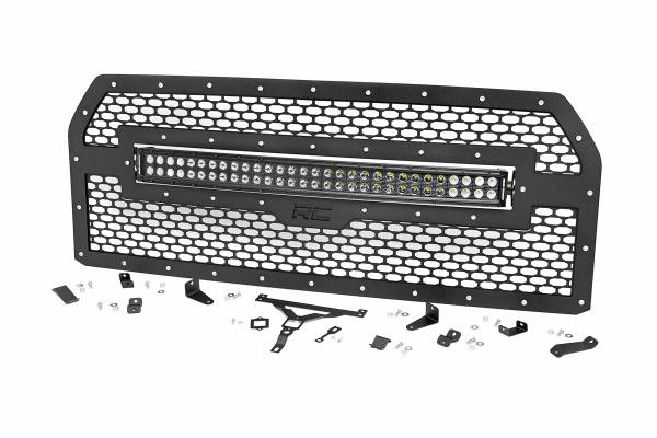 Rough Country - Rough Country - Mesh Grille - 30 in. Dual Row LED - Black - Amber DRL - Ford F-150 (15-17) | 70193BDA - Image 1