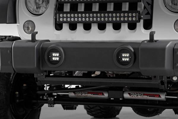 Rough Country - Rough Country - LED Light Kit - Fog Mount - 2 in. Black Pair - Jeep Wrangler JK/Wrangler Unlimited (10-18) | 70630 - Image 1