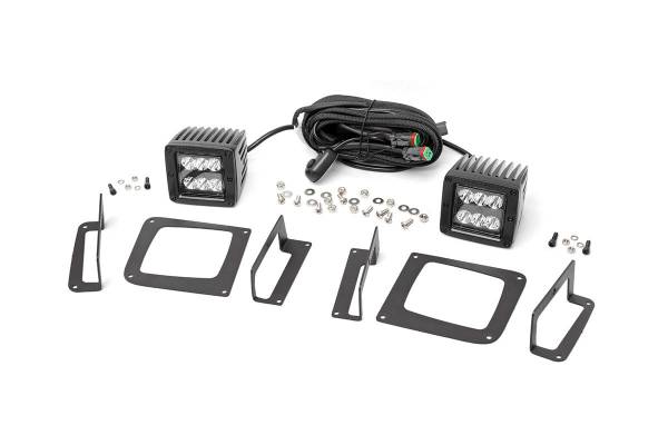 Rough Country - Rough Country - LED Light Kit - Fog Mount - 2 in. Black Pair - GMC Sierra 1500 2WD/4WD (14-15) | 70689 - Image 1