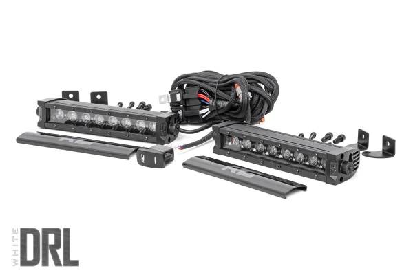 Rough Country - Rough Country - 8 Inch Black Series LED Light Bar - Single Row - Cool White DRL - Pair | 70728BLDRL - Image 1