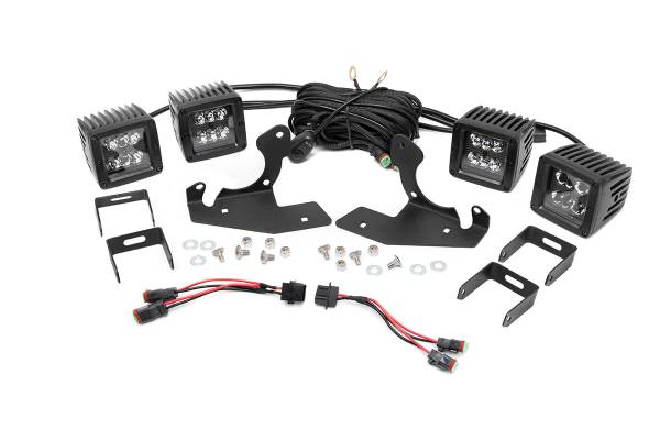 Rough Country - LED Light Kit - Fog Mount - Dual 2 in. Black Pairs - Chevy Silverado 1500/2500HD/3500HD 2WD/4WD | 70762 - Image 1