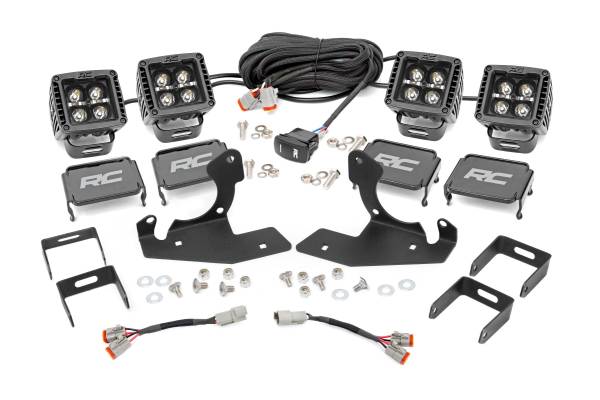 Rough Country - LED Light Kit - Fog - 2 in. Black Pairs x2 - White DRL - Chevy Silverado 1500/2500HD/3500HD 2WD/4WD | 70762DRL - Image 1