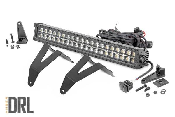 Rough Country - Rough Country - LED Light Kit - Bumper Mount - 20 in. Black Dual Row- Amber DRL - Ram 1500 (19-24) | 70779DRLA - Image 1