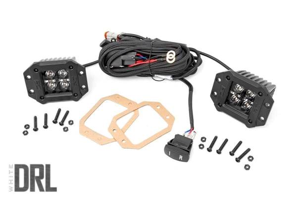 Rough Country - Rough Country - 2 Inch Black Series LED Light Pods - Flush Mount - Cool White DRL | 70803BLKDRL - Image 1