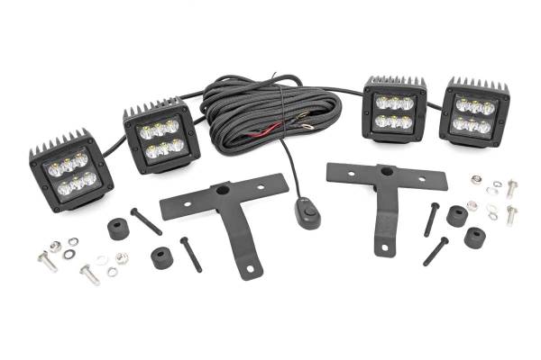 Rough Country - Quad LED Light Kit - Cowl Mount - 2 in. Black Pairs - Spot - Jeep Gladiator JT/Wrangler JL (18-25) | 70822 - Image 1