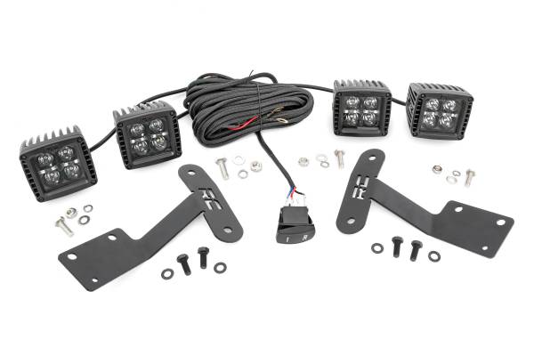 Rough Country - Rough Country - LED Light Kit - Ditch Mount - Dual 2 in. Black Pairs - White DRL - Toyota Tundra (14-21) | 70837 - Image 1