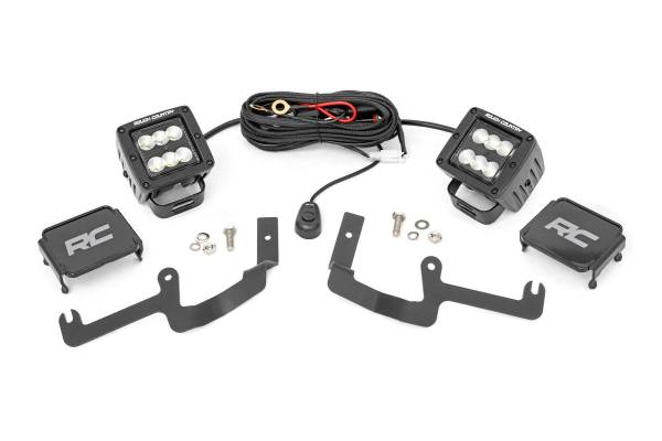 Rough Country - Rough Country - LED Light Kit - Ditch Mount - 2 in. Black Pair - Flood - Chevy Silverado 1500 (19-24) | 70842 - Image 1