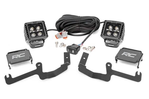Rough Country - LED Light Kit - Ditch Mount - 2 in. Black Pair - Amber DRL - Chevy Silverado 1500 (19-24) | 70844 - Image 1