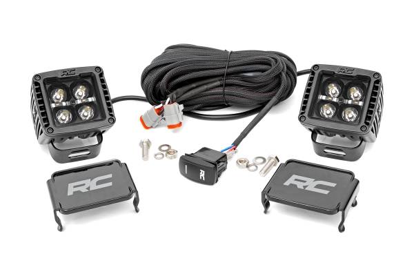 Rough Country - Rough Country - 2 Inch Black Series LED Light Pods - Spot - Square - Cool White DRL | 70903BLKDRL - Image 1