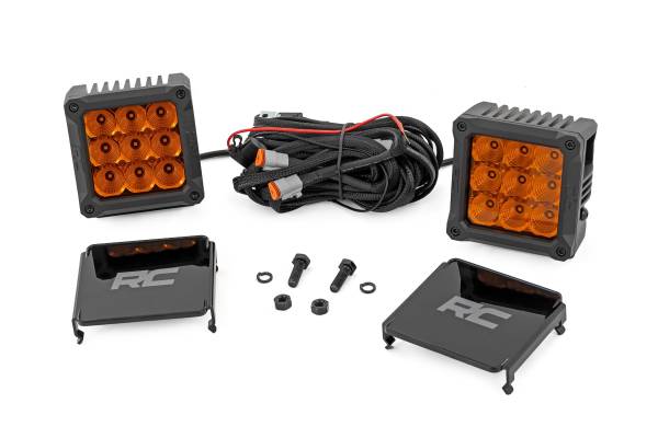 Rough Country - Rough Country - 4 Inch LED Amber Light Pods - Square - Amber DRL - Pair | 70905ADRL - Image 1