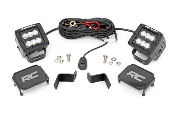 Rough Country - Rough Country - LED Light Kit - Ditch Mount - 2 in. Black Pair - Flood - Ford F-150 (15-25)/F-150 Lightning (22-25) | 71029 - Image 1