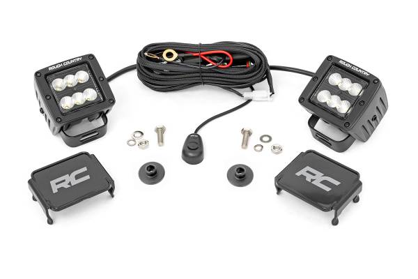Rough Country - Rough Country - LED Light Kit - Ditch Mount - 2 in. Black Pair - Flood Pattern - Ford Bronco (21-25) | 71046 - Image 1