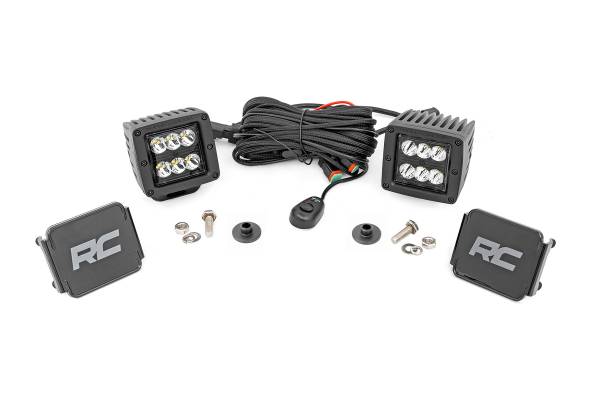 Rough Country - Rough Country - LED Light Kit - Ditch Mount - 2 in. Black Pair - Spot Pattern - Ford Bronco (21-25) | 71047 - Image 1