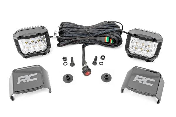 Rough Country - Rough Country - LED Light Kit - Ditch Mount - 2 in. Chrome Pair - Wide - Ford Bronco 4WD (21-25) | 71050 - Image 1
