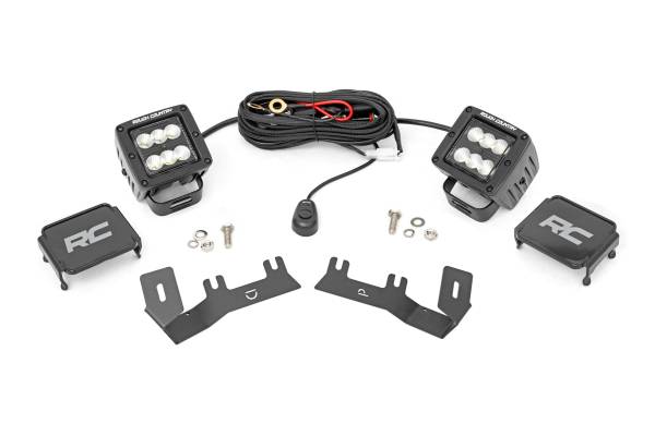 Rough Country - LED Ditch Light Kit - 2in Black Pair - Flood - Chevy/GMC 1500 (14-18 & Classic) | 71053 - Image 1