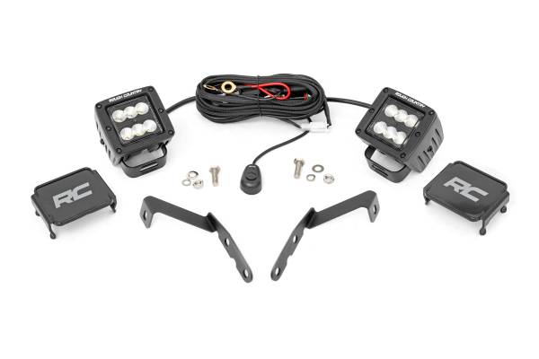 Rough Country - LED Light Kit - Ditch Mount - 2 in. Black Pair - Flood - Chevy 1500 & Chevy/GMC 2500HD/3500HD (07-14) | 71059 - Image 1