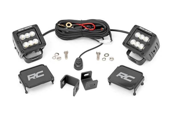 Rough Country - Rough Country - LED Light Kit - Ditch Mount - 2 in. Black Pair - Flood - Toyota Tundra (22-25) | 71072 - Image 1