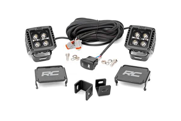 Rough Country - Rough Country - LED Light Kit - Ditch Mount - 2 in. Black Pair - Amber DRL - Toyota Tundra (22-25) | 71074 - Image 1