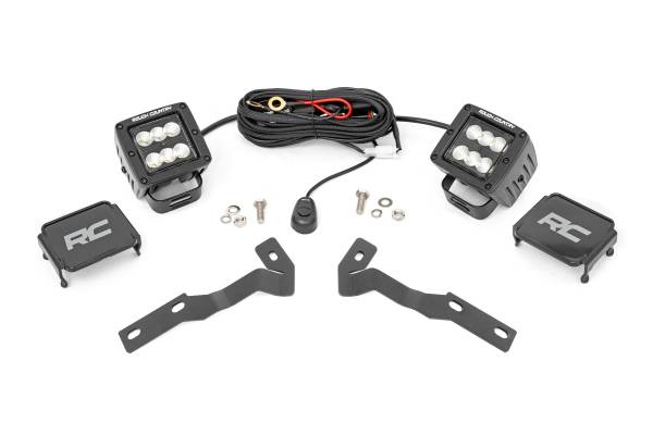 Rough Country - Rough Country - LED Light Kit - Ditch Mount - 2 in. Black Pair - Flood - Toyota Tacoma (16-23) | 71081 - Image 1
