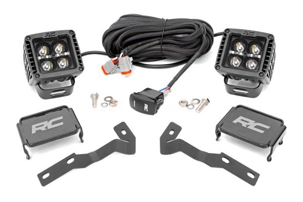 Rough Country - Rough Country - LED Light Kit - Ditch Mount - 2 in. Black Pair - Amber DRL - Toyota Tacoma (16-23) | 71083 - Image 1