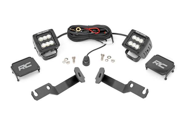 Rough Country - Rough Country - LED Light Kit - Ditch Mount - 2 in. Black Pair - Flood - Toyota Tacoma (05-15) | 71088 - Image 1