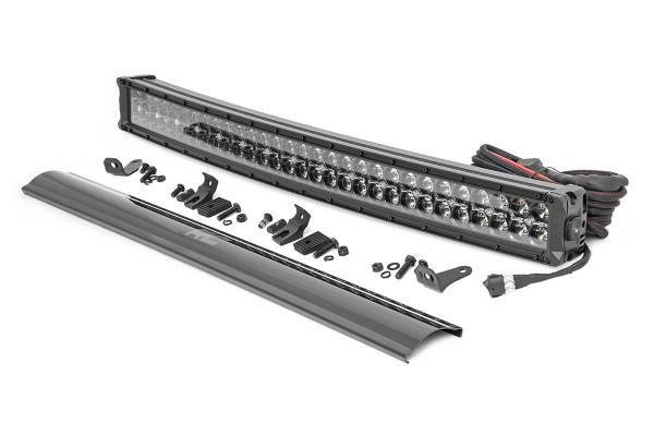 Rough Country - 30 Inch Black Series LED Light Bar - Curved - Dual Row - Amber DRL | 72930BDA - Image 1