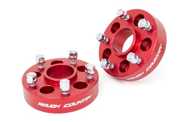 Rough Country - Rough Country - 1.5 Inch Wheel Adapters - 5x4.5 to 5x5 - Red - Jeep Comanche MJ/Wrangler TJ/Wrangler Unlimited | 1092RED - Image 1