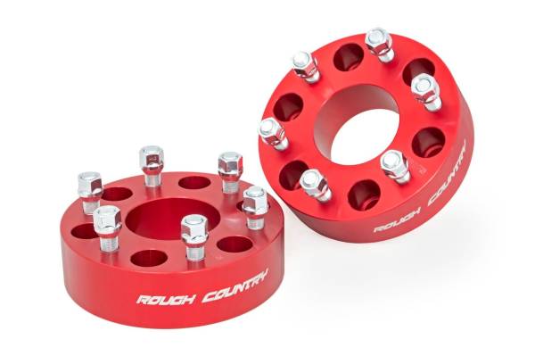 Rough Country - 2 Inch Wheel Spacers - 6x5.5 - Red - Chevy/GMC 1500 Truck & SUV | 1101RED - Image 1