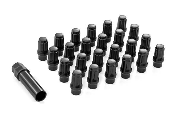 Rough Country - M12 x 1.5 Lug Nut Set of 24 - Black - Closed End - Extended Thread | 121524BLET - Image 1