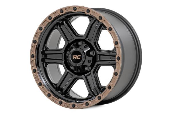 Rough Country - Rough Country - Rough Country 79 Series Wheel/One-Piece/Semi Gloss Black w/Bronze Ring/18x9/6x135/-12mm | 79181217 - Image 1