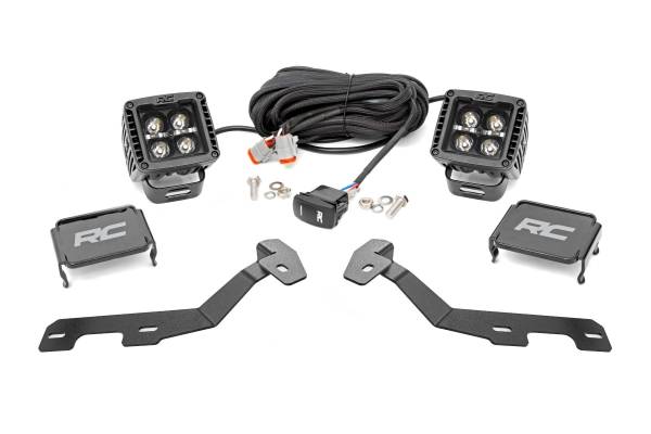 Rough Country - Rough Country - LED Light Kit - Ditch Mount - 2 in. Black Pair - Amber DRL - Ram 1500 (19-25) | 82289 - Image 1