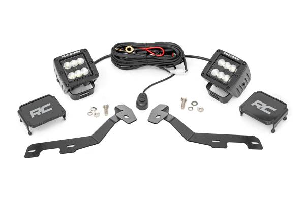 Rough Country - Rough Country - LED Light Kit - Ditch Mount - 2 in. Black Pair - Flood - Ram 1500 2WD/4WD (19-25) | 82291 - Image 1