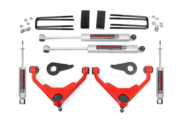 Rough Country - Rough Country - 3 Inch Lift Kit - FK/FF Code - Chevy/GMC Sierra/Silverado 2500 HD Suburban/Yukon XL 2500 (01-10) | 859830RED - Image 1