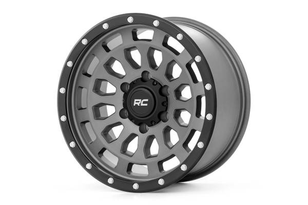 Rough Country - Rough Country 87 Series Wheel/Simulated Beadlock/Gray/Black/17x8.5/6x5.5/+0mm | 87170912G - Image 1